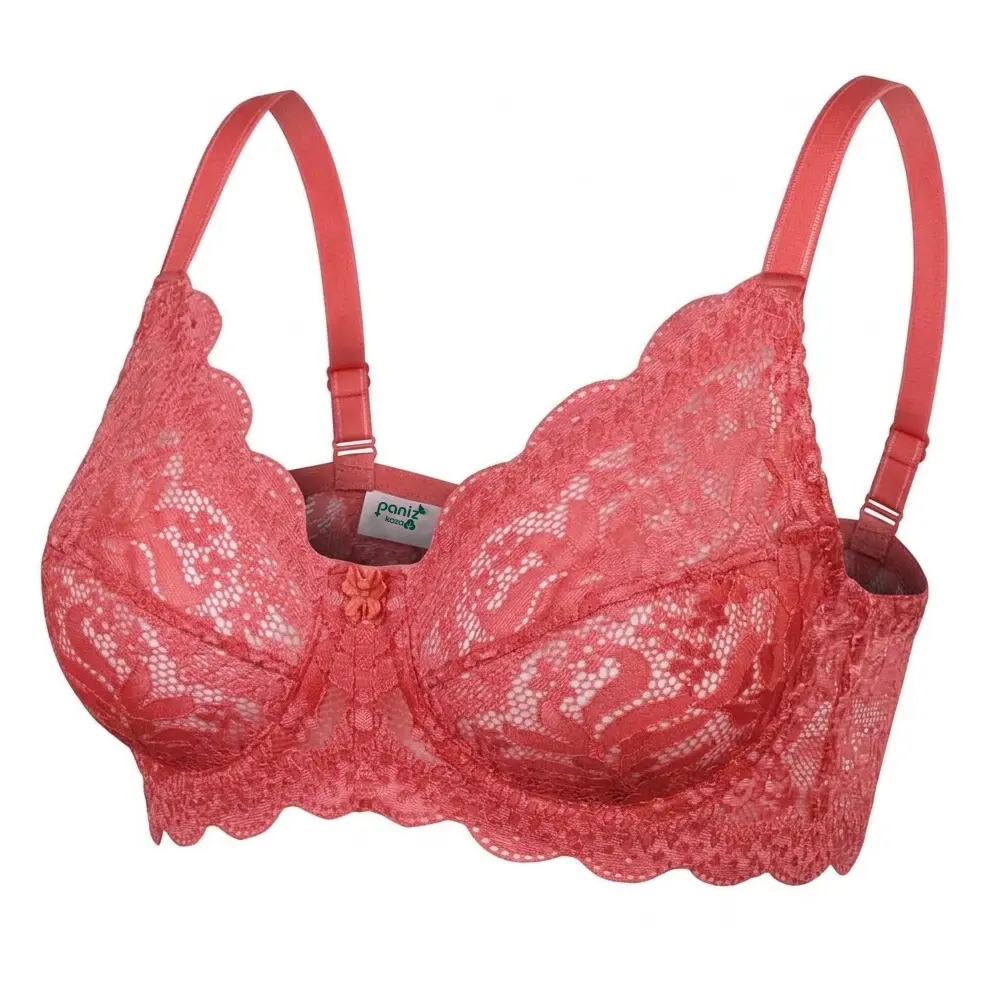 bra-66337 سوتین فانتزی فنردار قلاب پشت پانیذ جنس گیپور - کد 66337 - تصویر 1