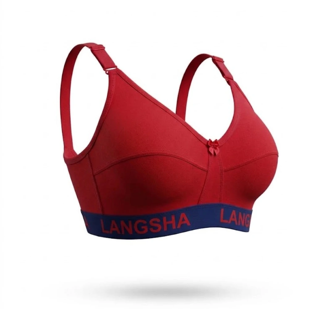 bra-66382-red سوتین ورزشی تمام لاکرا کش پهن | کد 55382 و 66382 - تصویر 1