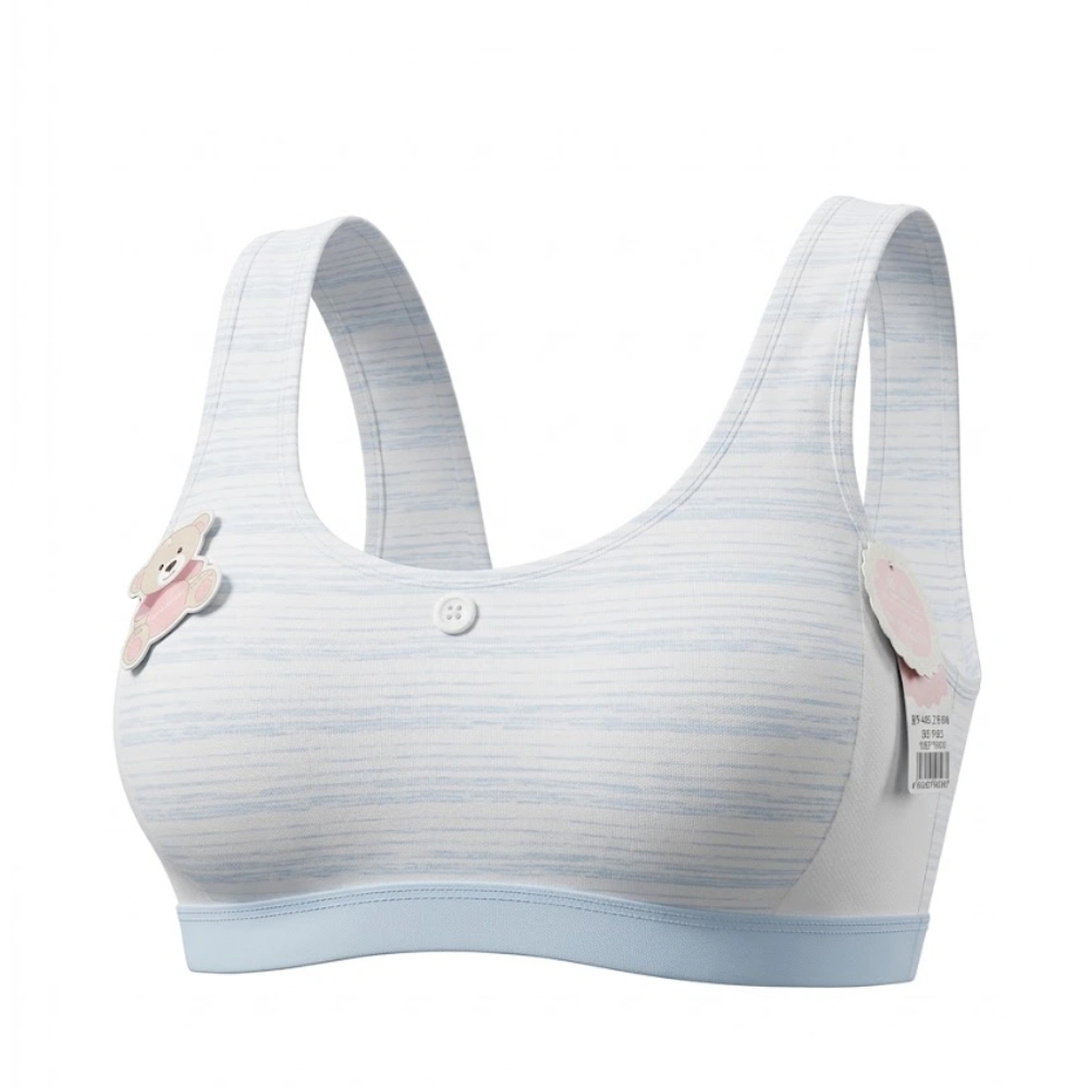 girl sport-bra نیمتنه دخترانه نخی راهراه آبی و سفید - تصویر 1